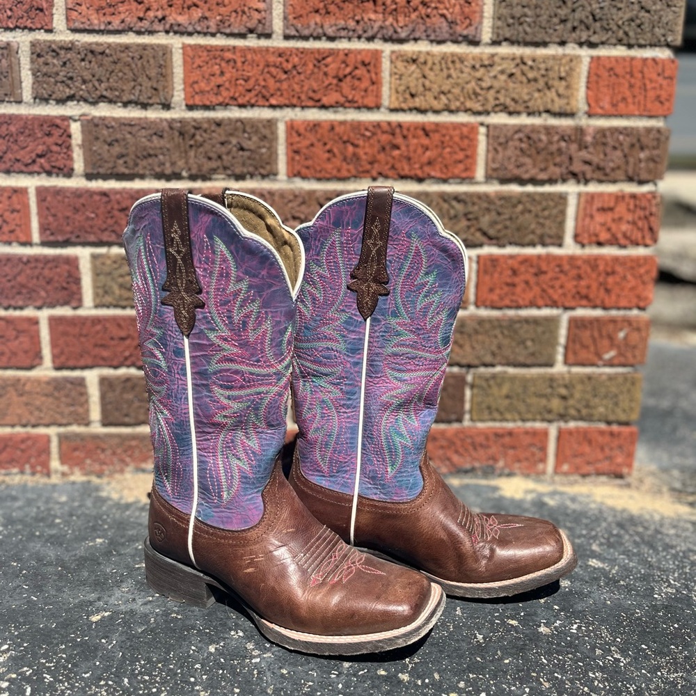 Purple and Brown Ariat Boots